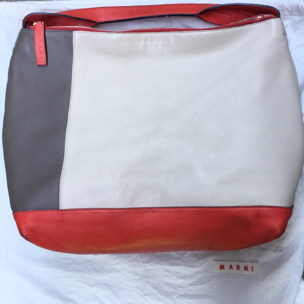 MARNI Pod Colourblock Leather Hobo Bag Tri Colored - Picture 2 of 16
